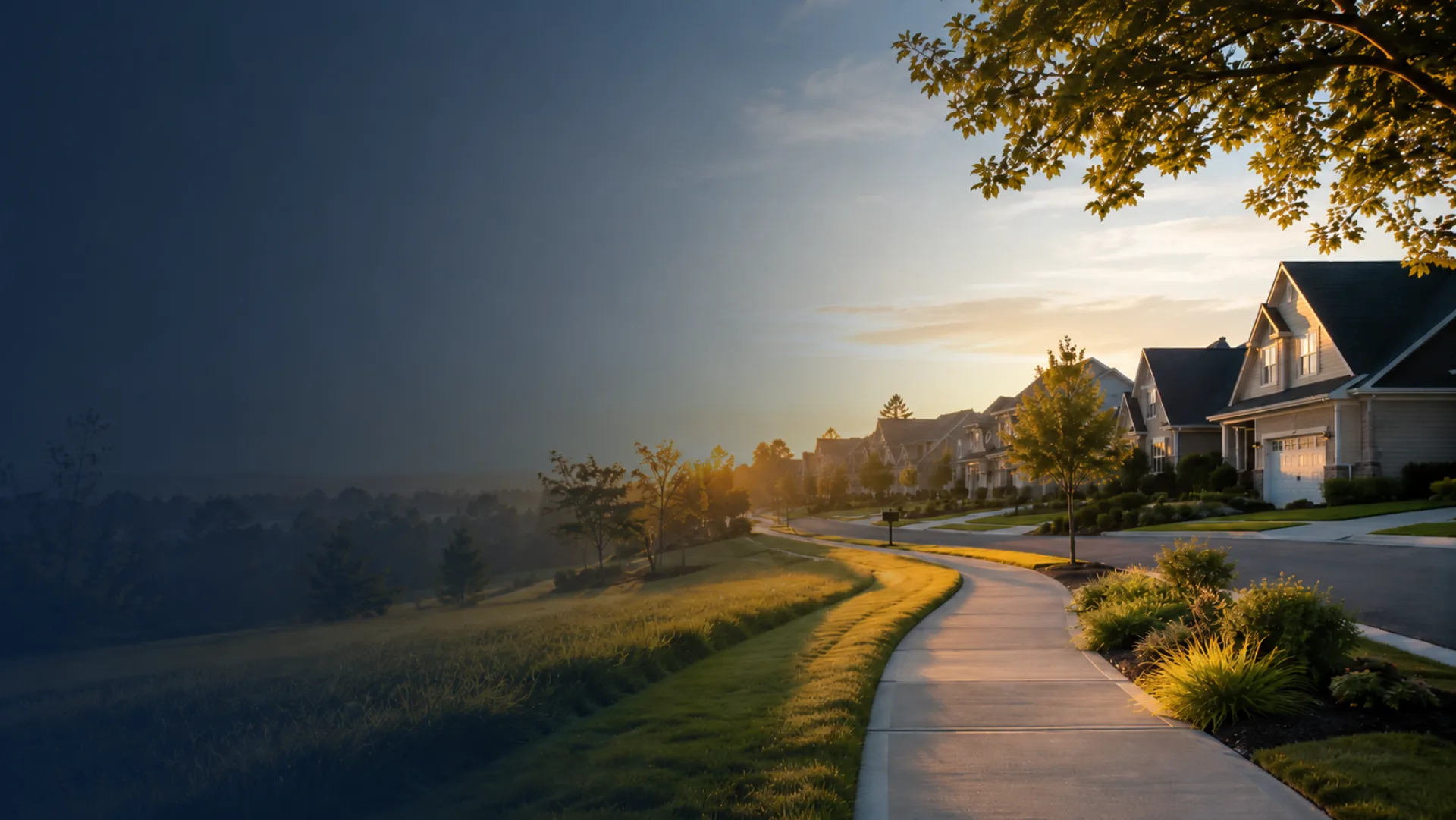 Term life insurance for homeowners - Mallard Mortgage Protection Neighborhood at sunrise representing term life insurance for homeowners
