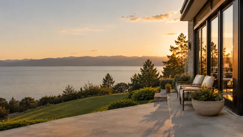 Indexed universal life insurance guide for homeowners - Mallard Mortgage Protection Patio overlooking a lake at sunset representing indexed universal life insurance